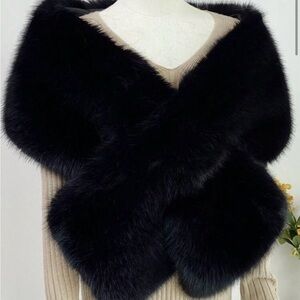 Black Faux Fur Shawl